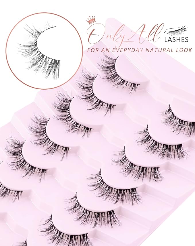 Onlyall Cat Eye Lashes Natural Lashes False Eyelashes Fox Eye Lashes False Lashes 7 Pairs D5-GlimoraGlow