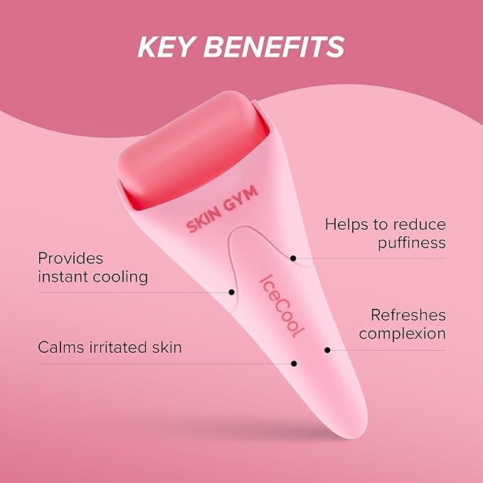 SKIN GYM CryoGel Pink Roller, Cooling Facial Tool for Puffiness and Skin Firming-GlimoraGlow