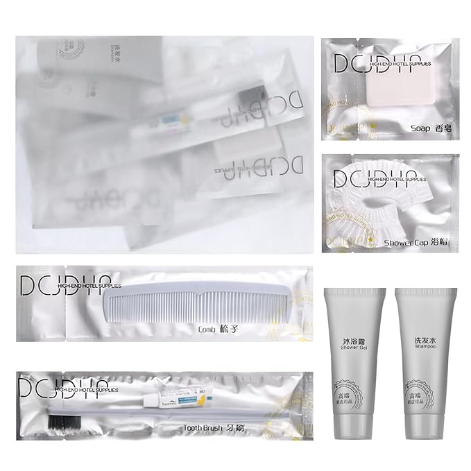 Hygiene Kit, Hygiene Kit Bulk, Travel Hygiene Kit With Toothbrush, Toothpaste, Comb, Shampoo, Shower Gel, Shower Cap And Soap, Individually Packed, Suitable For Hotel, Home, Travel (12 sets)-GlimoraGlow