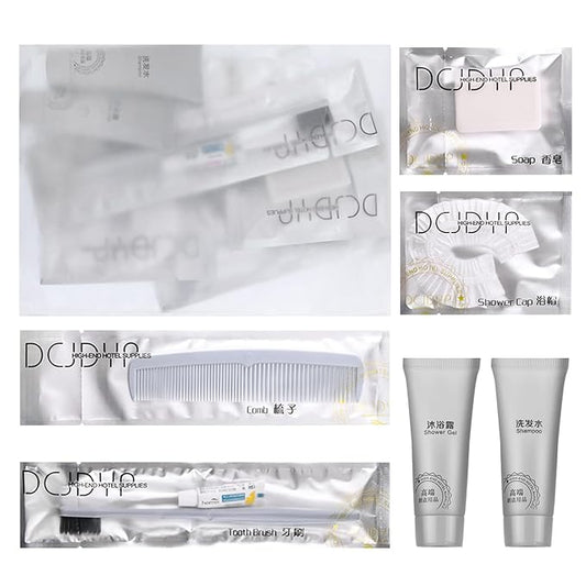 Hygiene Kit, Hygiene Kit Bulk, Travel Hygiene Kit With Toothbrush, Toothpaste, Comb, Shampoo, Shower Gel, Shower Cap And Soap, Individually Packed, Suitable For Hotel, Home, Travel (12 sets)-GlimoraGlow