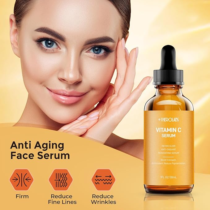 2 Packs Vitamin C Serum for Face –Anti Aging Face & Eye Serum, Hyaluronic Acid, Reduce Fine Lines, Dark Spots and Wrinkle-GlimoraGlow