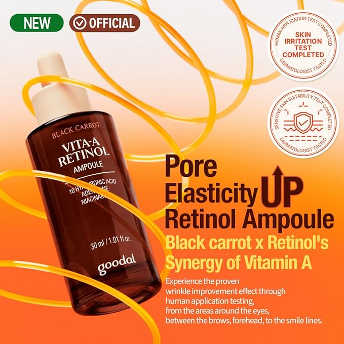 GOODAL Black Carrot VITA-A Retinol Ampoule 30ml, Hydration Facial Serum for Glowy Skin, Lightweight Serum, Korean Skincare, Pore minimizer-GlimoraGlow