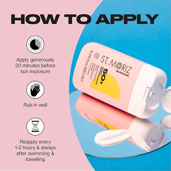 St Moriz Suncare SPF - Sunscreen - Broad Spectrum Protection Water Resistant Sunscreen Moisturizing Lotion + Vitamin E - Oxybenzone & Octinoxate Free - Vegan - Body, 50, Sun Protection Factor (SPF)-GlimoraGlow