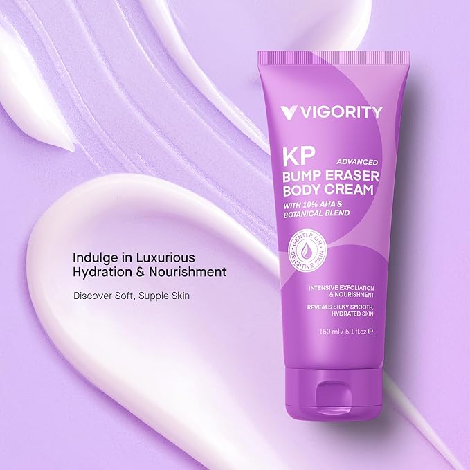 Vigority Keratosis Pilaris Treatment Cream with Lactic Acid – KP Body Bump Exfoliating Moisturizer for Rough, Bumpy, Dry & Flakey Skin, Strawberry Legs – 5.1 Oz-GlimoraGlow