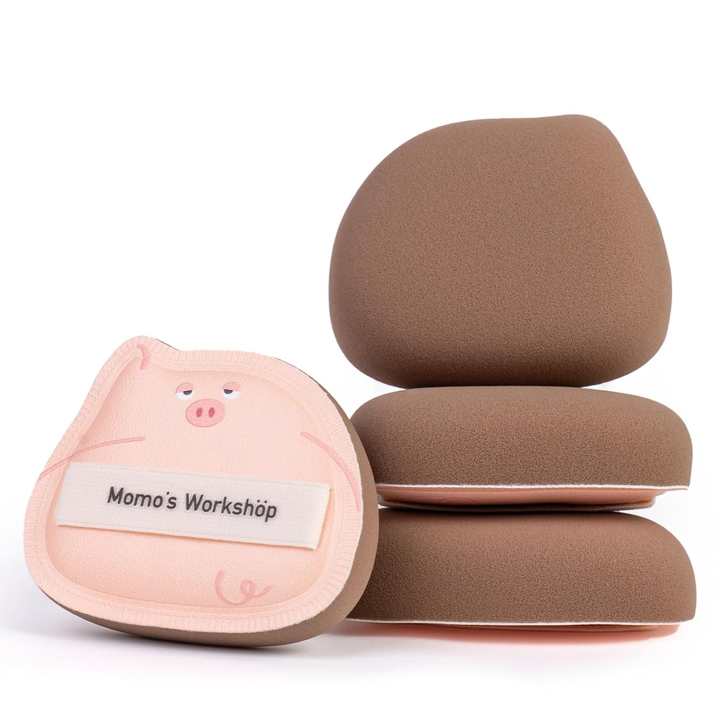 Sleepy Pig Puffs, Makeup Sponges Set, Dry&Wet Dual-Use Foundation Sponge - Hydrophilic Polyurethane, Expands 1.3x When Wet for Cream Foundation/Liquid Blush/Highlighter,2pcs Puffs & Storage Case-GlimoraGlow