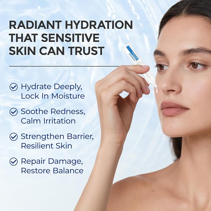 Intensive Repair Serum, 15%Hyaluronic Acid for Sensitive Skin Anti Aging Ultra Hydrating Serum for Face Calming Barrier Repair Redness Relief with Ceramides Centella 30Vials Daily Travel Care-GlimoraGlow