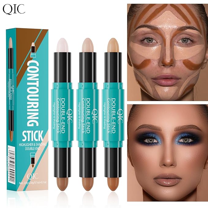 2-in-1 Contour & Highlighter Stick - Dual-Ended, Waterproof, Long-Lasting, for All Skin Tones (01# Ivory + Dark coffee)-GlimoraGlow