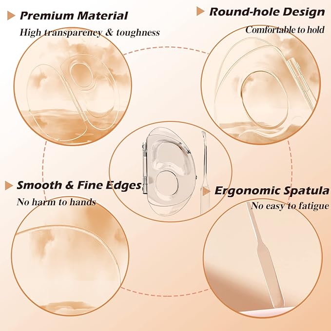 180 Degree Folding Acrylic Makeup Mixing Palette, Plastic Foundation Makeup Facial Palette with Felt Bag, Transparent Spatula Tool for Eyeshadow Liquid Foundation Cosmetic Pigment Mixing-GlimoraGlow