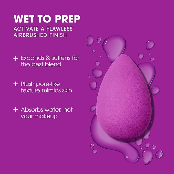 Beautyblender® | Amethyst Beauty Blender Makeup Sponge, Super-Soft Foam Easily Blends Foundations, Powders & Creams, Made in USA, Reusable, Washable, Streak Free Application, Vegan, Cruelty Free-GlimoraGlow
