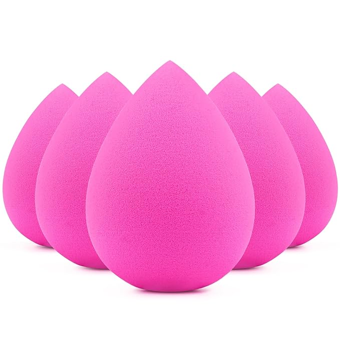 BEAKEY 5 Pcs Makeup Sponges, Latex-Free Beauty Sponge for Flawless Liquid, Cream, and Powder Application, Rose Pink Sponges-GlimoraGlow
