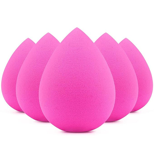 BEAKEY 5 Pcs Makeup Sponges, Latex-Free Beauty Sponge for Flawless Liquid, Cream, and Powder Application, Rose Pink Sponges-GlimoraGlow