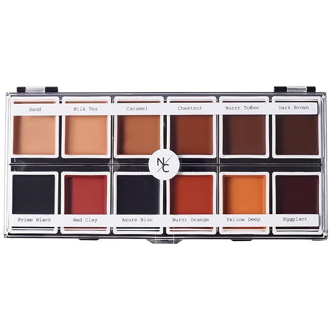12 Color Dark Flesh Tone Alcohol Activated Makeup Palette for Special Effects - Waterproof Dark Flesh Tone Makeup for Professional Makeup Artists-GlimoraGlow