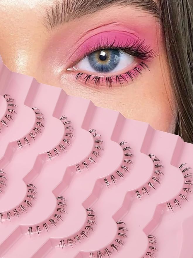 Lashes Natural Bottom Lashes 8mm Lower False Eyelashes Natural Look Strip Lashes Extention Wispy Bottom Eyelashes Fake Lashes Pack 7 Pairs-GlimoraGlow