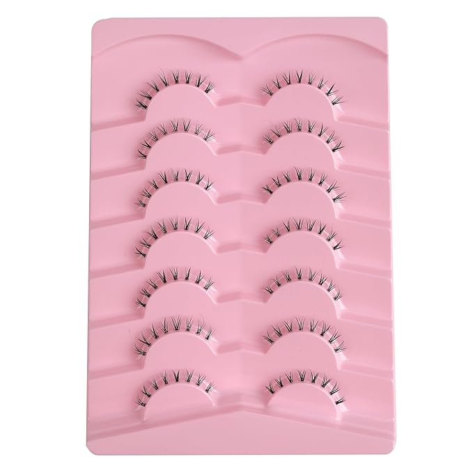 Lashes Natural Bottom Lashes 9mm Lower Strip Lashes Extention False Eyelashes Natural Look Wispy Bottom Eyelashes Fake Lashes Pack 7 Pairs-GlimoraGlow