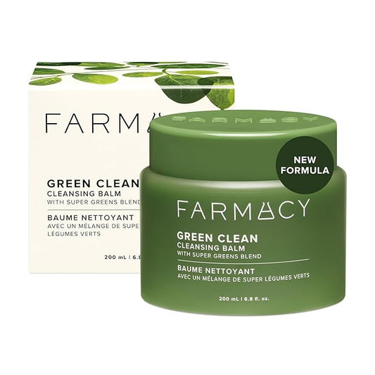 Farmacy Makeup Remover Cleansing Balm - Green Clean Waterproof Makeup Remover + Oil Based Cleanser - Newly Formulated Double Cleanser with Plant Based Waxes + Upcycled Moringa (200ml)-GlimoraGlow