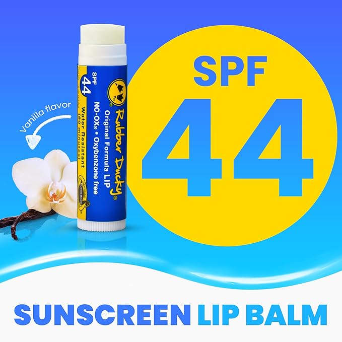 Rubber Ducky | Lip Sunscreen, Lip Balm with SPF 44, Water Resistant Sunscreen Lip Balm | Vegan, Untinted, Vanilla Flavor, with Vitamin E | All Season - Broad Spectrum Sunscreen for Lips-GlimoraGlow