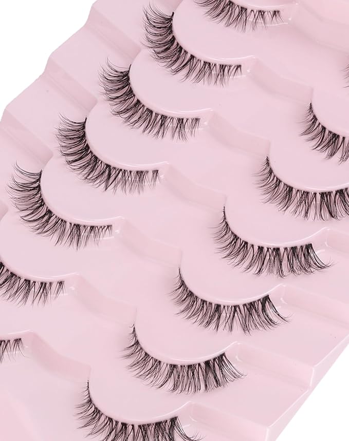 Wispy Lashes Natural Look Fake Eyelashes Natural Lashes False Eyelashes Wispy Fake Lashes Natural Eyelashes Clear Band Lashes UP20-GlimoraGlow
