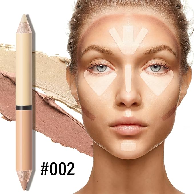 2 in 1 Cream Bronzer and Highlighter Stick,Cream Dual-Ended Highlight Contour Stick,Long Lasting & Waterproof Face Brighten Make up Pen-GlimoraGlow
