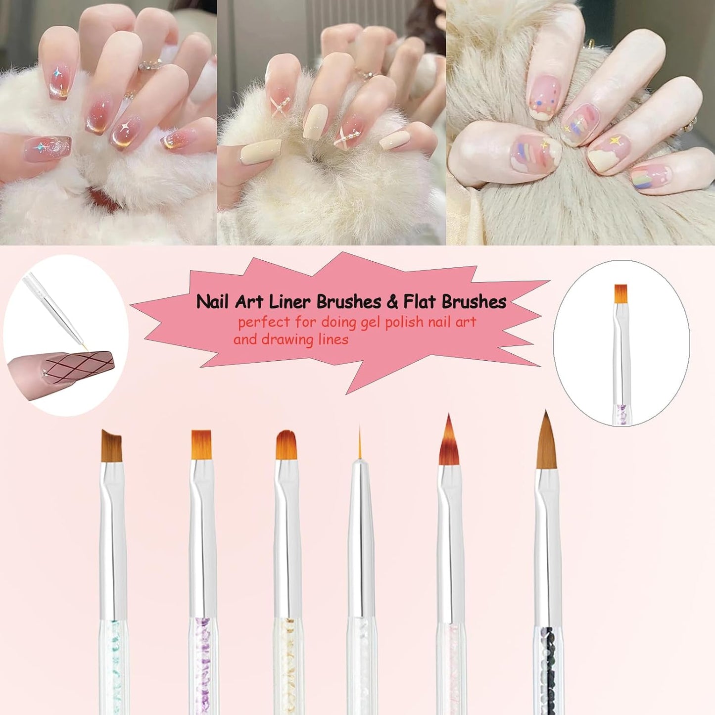 11Pcs Nail Art Brush Set, Dual Tipped Silicone Nail Tools, Nail Art Sculpture Pen, Crystal Handle Liner Brushes, Acrylic & Gel Nail Brush, Dotting Pens for Home and Professional Nail Salon-GlimoraGlow