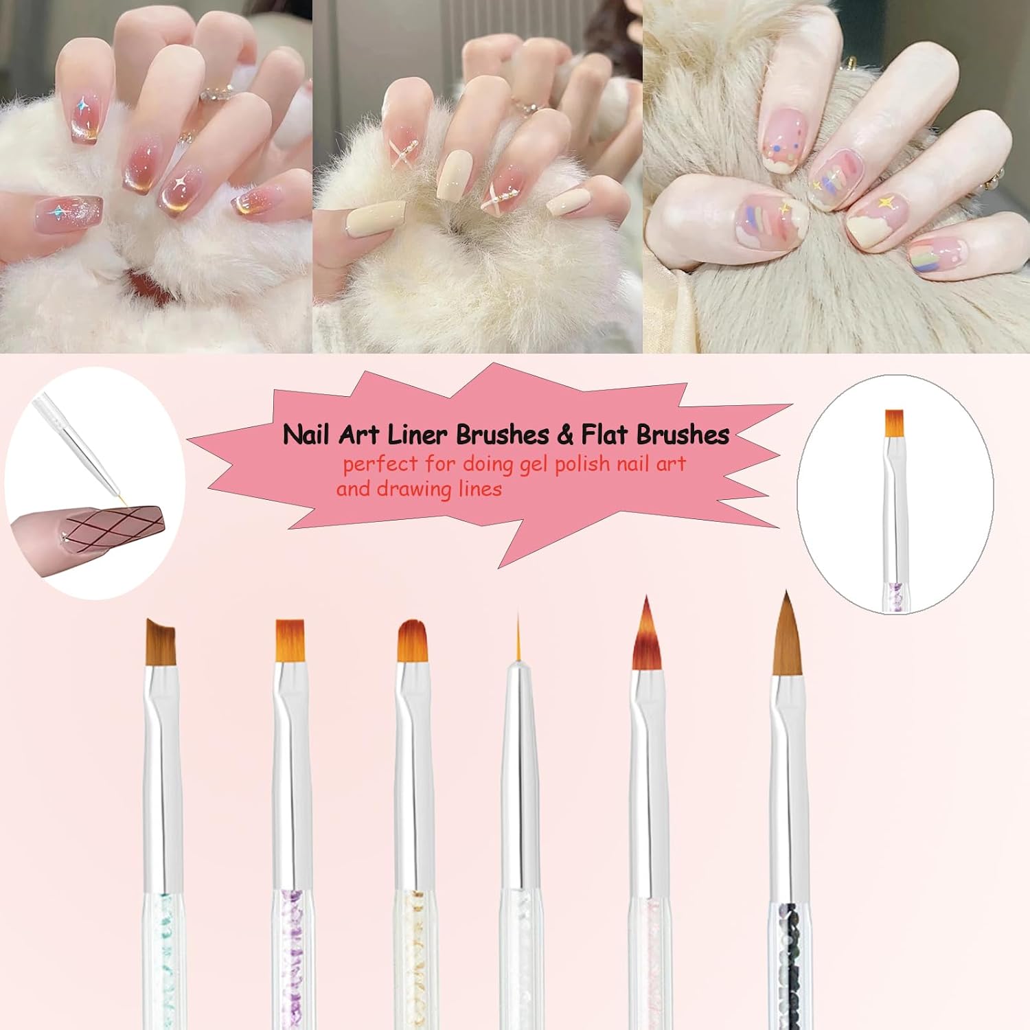 11Pcs Nail Art Brush Set, Dual Tipped Silicone Nail Tools, Nail Art Sculpture Pen, Crystal Handle Liner Brushes, Acrylic & Gel Nail Brush, Dotting Pens for Home and Professional Nail Salon-GlimoraGlow