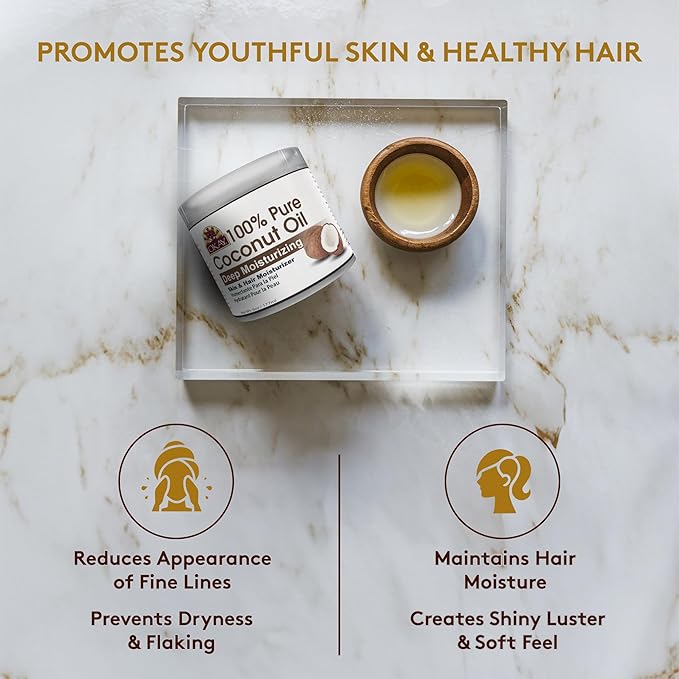 Okay 100% Pure Coconut Oil for Hair & Skin - Coconut Oil for Women & Men, Perfect for Hair & body, Natural Massage Oil & Moisturizer - 6 fl oz Jar (Pack of 1)-GlimoraGlow