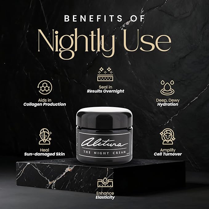 Alitura Hyaluronic Acid Anti-Aging Night Cream – Hydrating Face Moisturizer with 10% Hyaluronic Acid & Superfoods – Wrinkle Cream for Women & Men – Anti-Wrinkle Night Cream for Radiant, Youthful Skin-GlimoraGlow