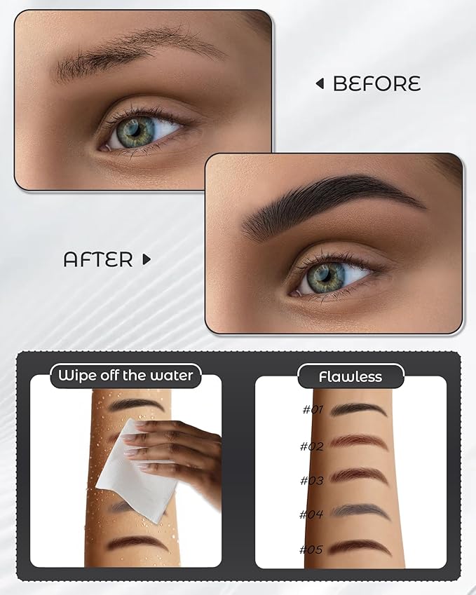 12Pcs Microblading Eyebrow Pencils Black Waterproof Eye Brow Pencil w/Eye Brow Razor & Scissors Kit 0.5mm Ultra-Fine Tip Creates Hair-Like Strokes for Women Effortless Natural Brows-GlimoraGlow