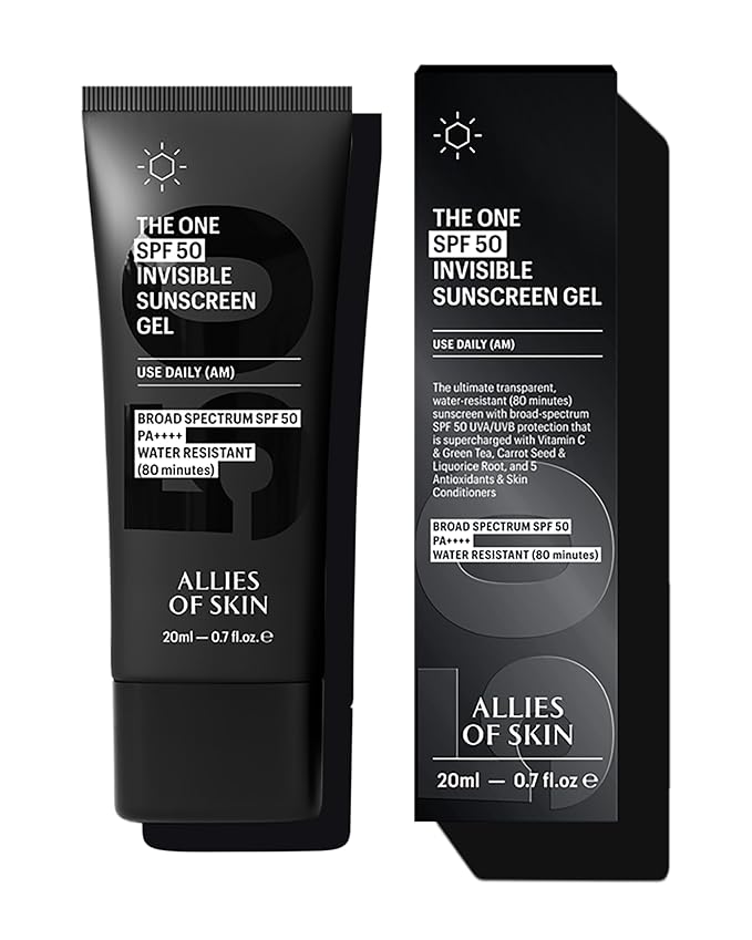Allies of Skin Daily Face Sunscreen SPF 50, Travel Size | Zero White Cast Lightweight Formula | Dermatologist Tested Under Makeup Primer| Water-Resistant & PA++++ Broad Spectrum UVA/UVB (0.7 oz)-GlimoraGlow