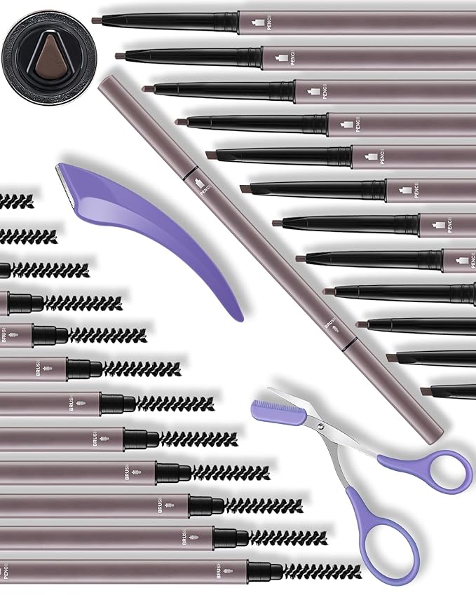 12Pcs Microblading Eye Brow Pencils for Women Brown Waterproof Eyebrow Pencil w/Eyebrows Razor & Scissors Kit 0.5mm Ultra-Fine Tip Creates Hair-Like Strokes for Effortless Natural Brows-GlimoraGlow