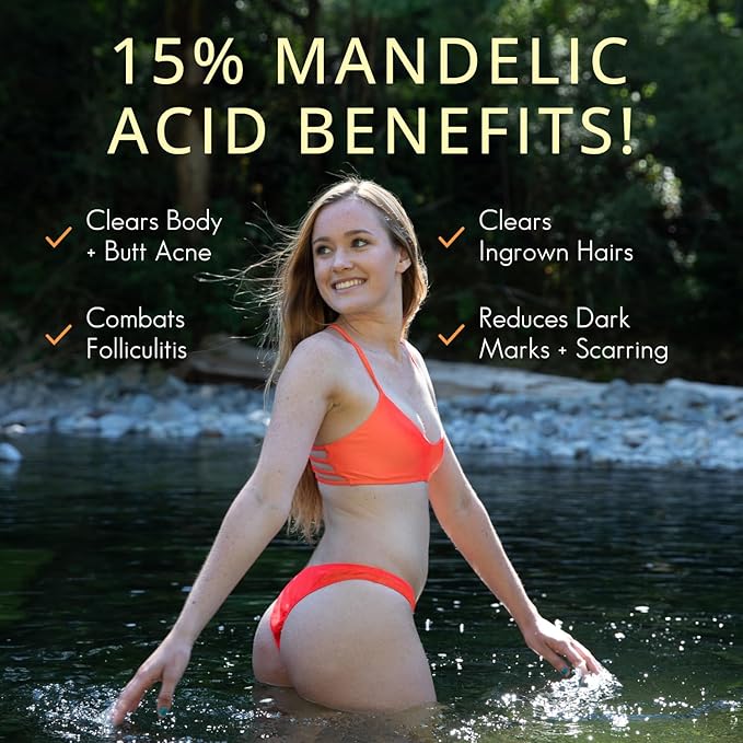 Body Clearing Serum [1 Fl Oz] Level 2 Acne Serum - Advanced Formula for Body Acne, Folliculitis, Back, Butt, Chest, Thighs, Shoulders - Mandelic Acid-GlimoraGlow