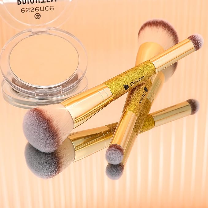 DUcare Powder Concealer Brush Foundation Makeup Brushes Double Ended Perfect for Rounded Taperd Liquid, Cream, Powder,Blending, Buffing-GlimoraGlow