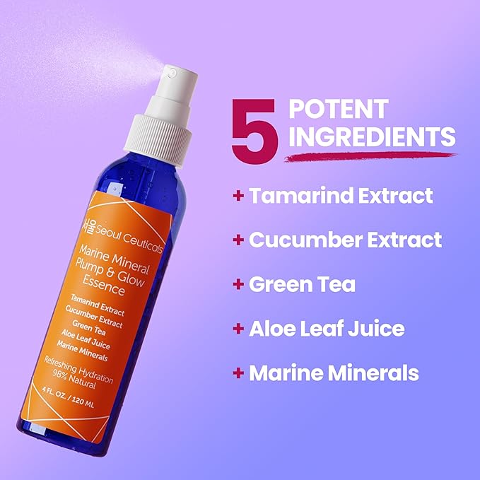 SeoulCeuticals Korean Skin Care Essence Toner - K Beauty Skincare Spray Mist For Face Contains Cucumber Extract and Marine Minerals + Organic Aloe - Get That Healthy Youthful Glow-GlimoraGlow
