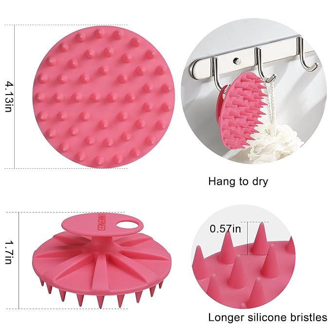 INNERNEED Scalp Massager Shampoo Brush, Wet & Dry Manual Scalp Care Head Scrubber Hair Washing, Soft Silicone Bristles, for Hair Growth, Dandruff Removal, Comfortable for All Hair Types (Pink)-GlimoraGlow
