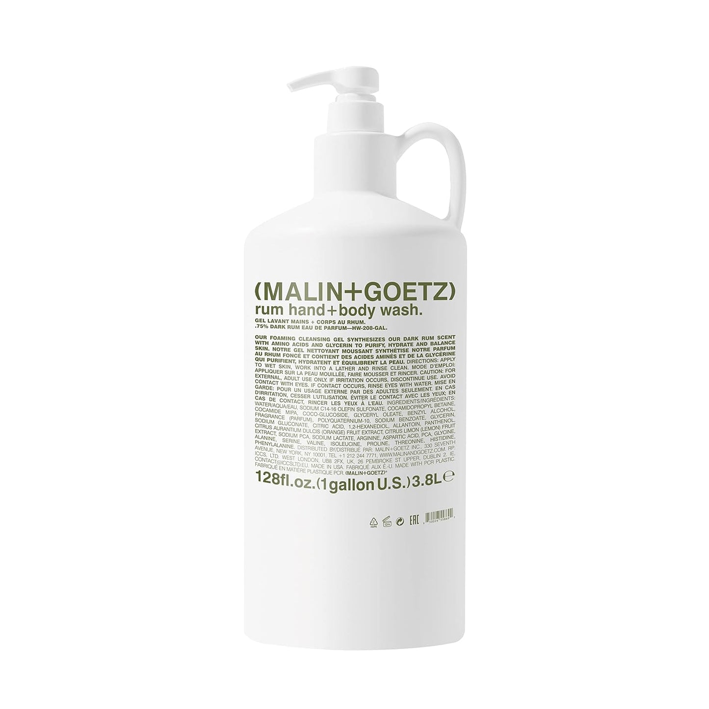 MALIN+GOETZ Rum Hand + Body Wash, 128 Fl. Oz. – Allows Up to 15 Refills, Natural Cleansing, Purifying & Hydrating for Women & Men, For All Skin Types, No Stripping or Drying, Cruelty-Free & Vegan-GlimoraGlow