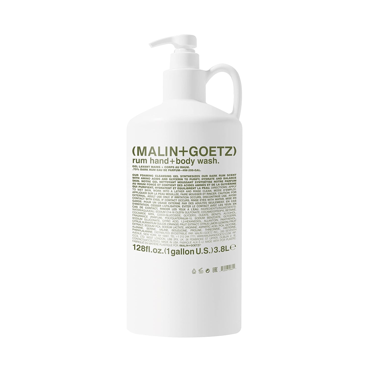 MALIN+GOETZ Rum Hand + Body Wash, 128 Fl. Oz. – Allows Up to 15 Refills, Natural Cleansing, Purifying & Hydrating for Women & Men, For All Skin Types, No Stripping or Drying, Cruelty-Free & Vegan-GlimoraGlow