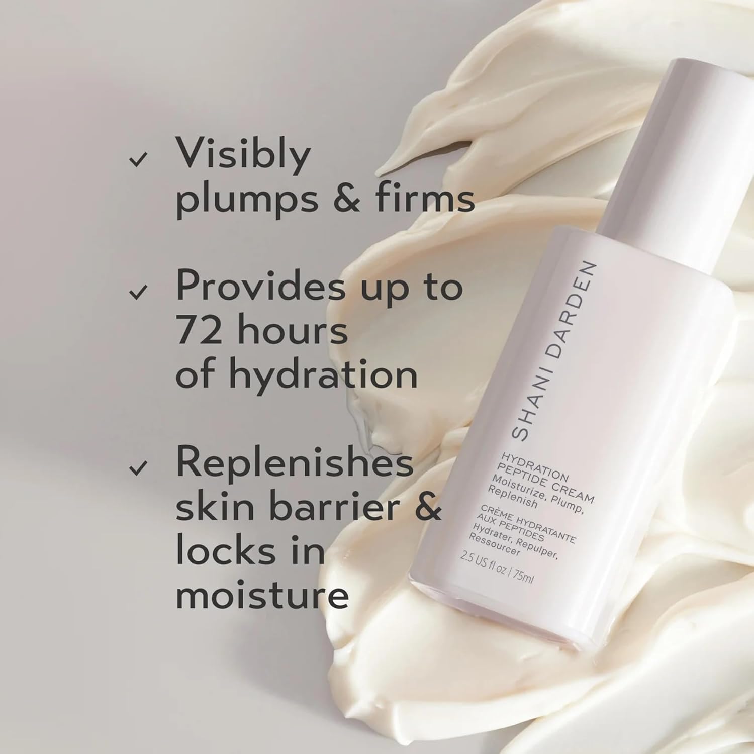 Shani Darden Hydration Peptide Cream, Oil-Free Face Moisturizer with Peptides, Squalane, Niacinamide & Ceramides for Normal to Dry Skin, Up to 72 Hours of Hydration Without Clogging Pores, 2.5 fl oz-GlimoraGlow