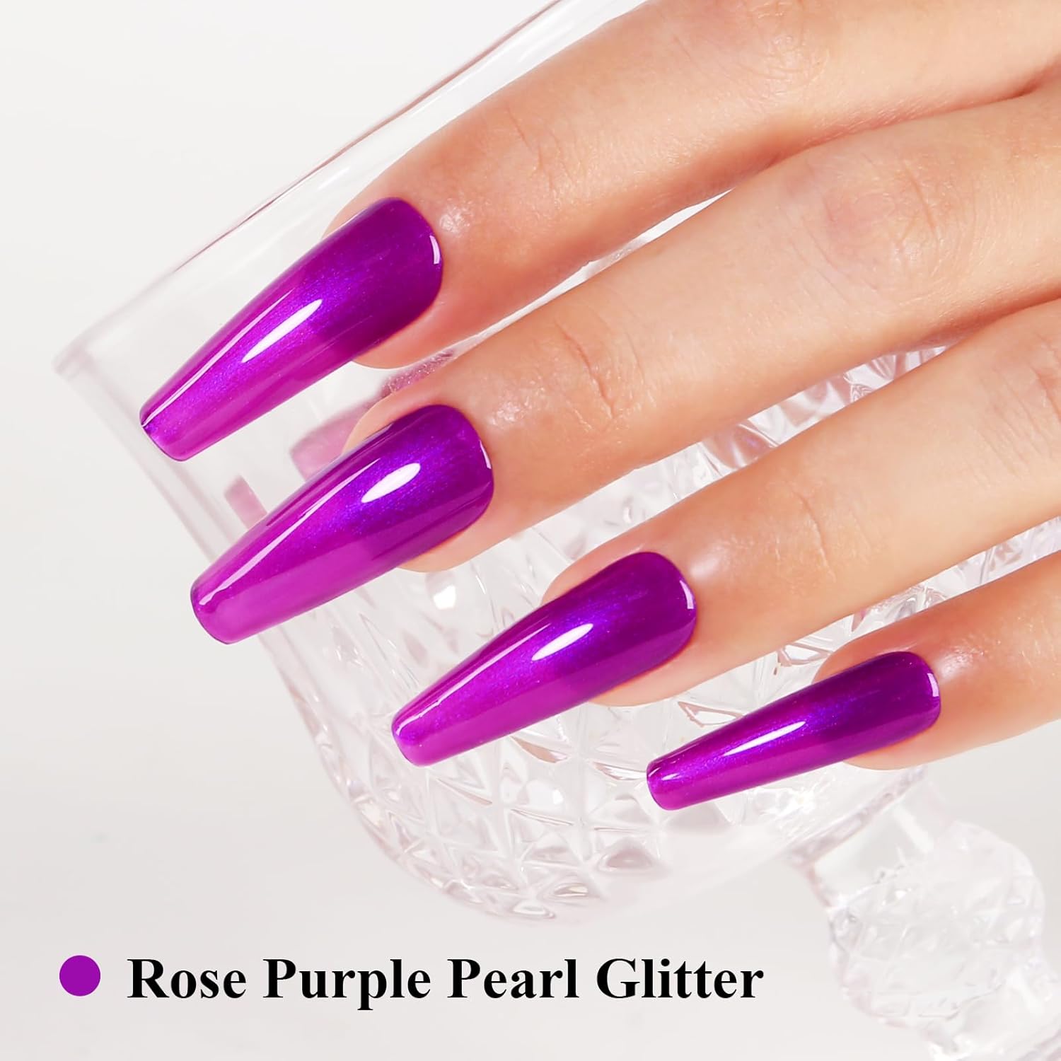 Imtiti Pearl Gel Nail Polish, Rose Purple Glitter Pearl Gel Polish Diamond Shimmer Sparkle Soak Off UV LED Nail Gel Polish Autumn Winter Gel Polish Manicure Gel Nail Kit 10ML-GlimoraGlow
