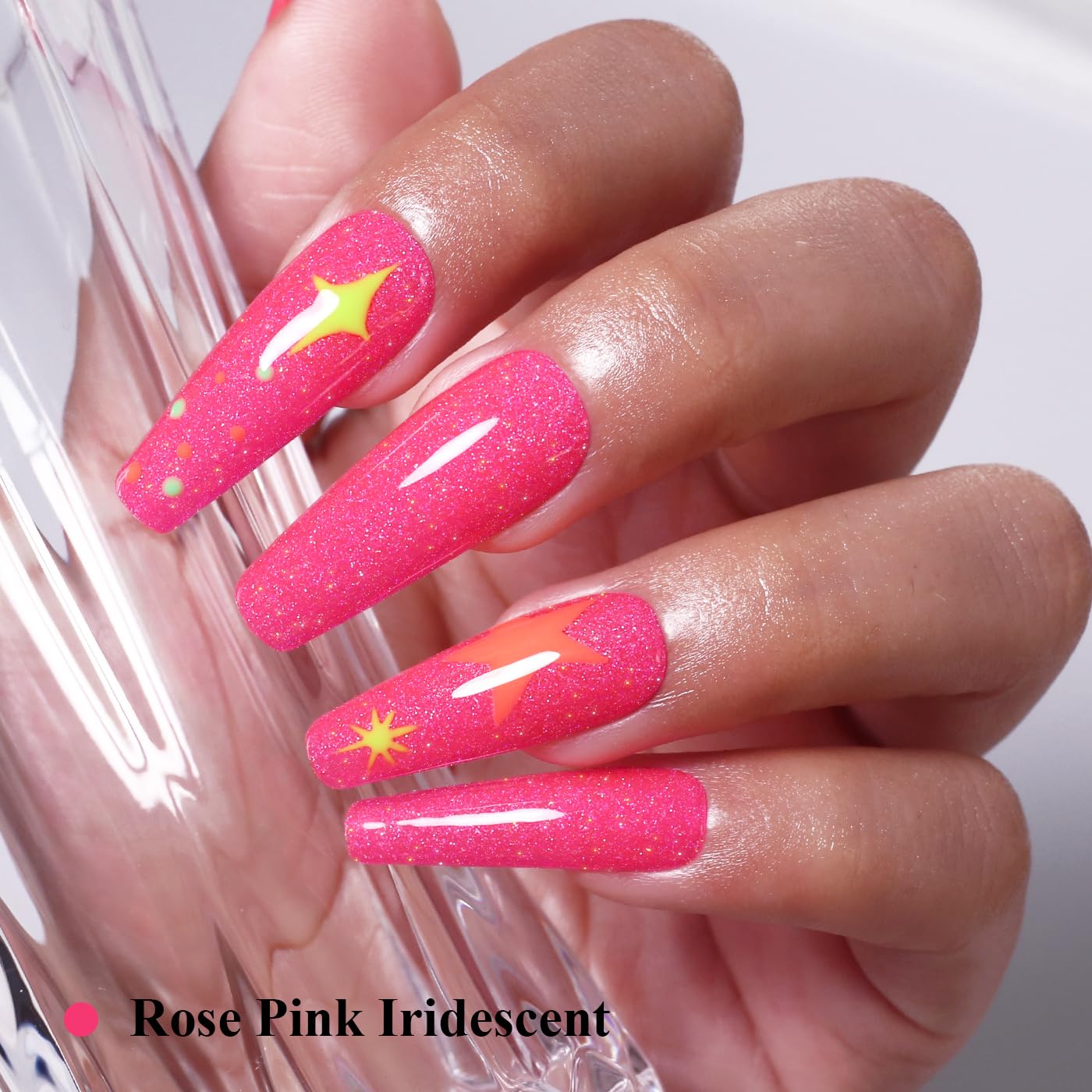Imtiti Glitter Gel Nail Polish, Rose Pink Iridescent Glitter Nail Gel Polish Diamond Shimmer Sparkle Soak Off UV LED Spring Summer Manicure 10ML-GlimoraGlow