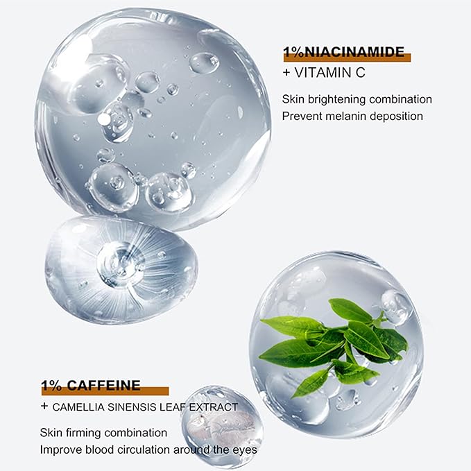 Caffeine Niacinamide Organic Carnosine Serum 1 Fl Oz / 30ml Reduce fne lines around the eyesFirming and shaping Anti-Aging,Moisturizing, Anti-Wrinkle Eye Serum - Skin Repair (Caffeine)-GlimoraGlow