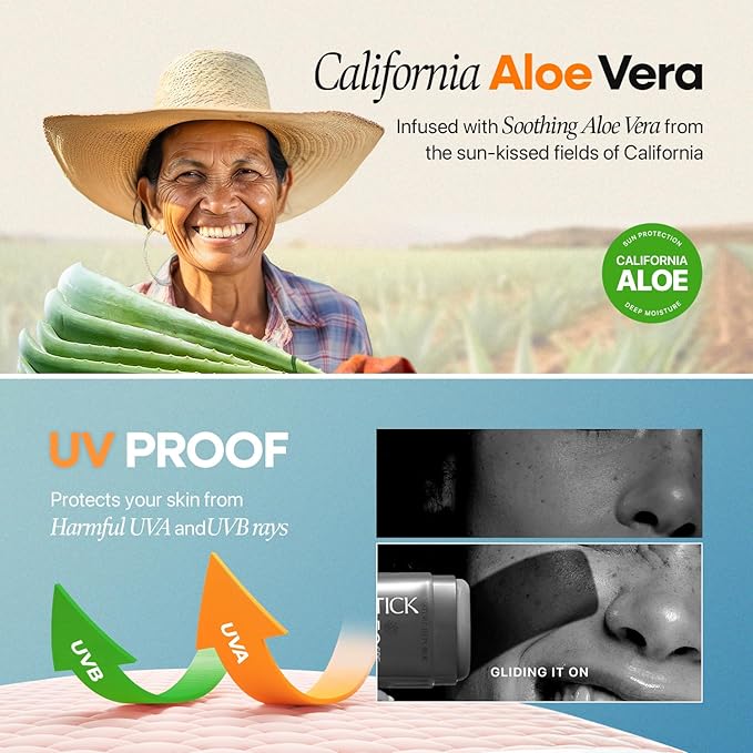 Nature Republic California Aloe Fresh Powdery Sun Stick Broad Spectrum SPF50+ | Korean Sunscreen Travel Size Suncare Sunblock, No Whitecast, non-sticky, Water resistant-GlimoraGlow