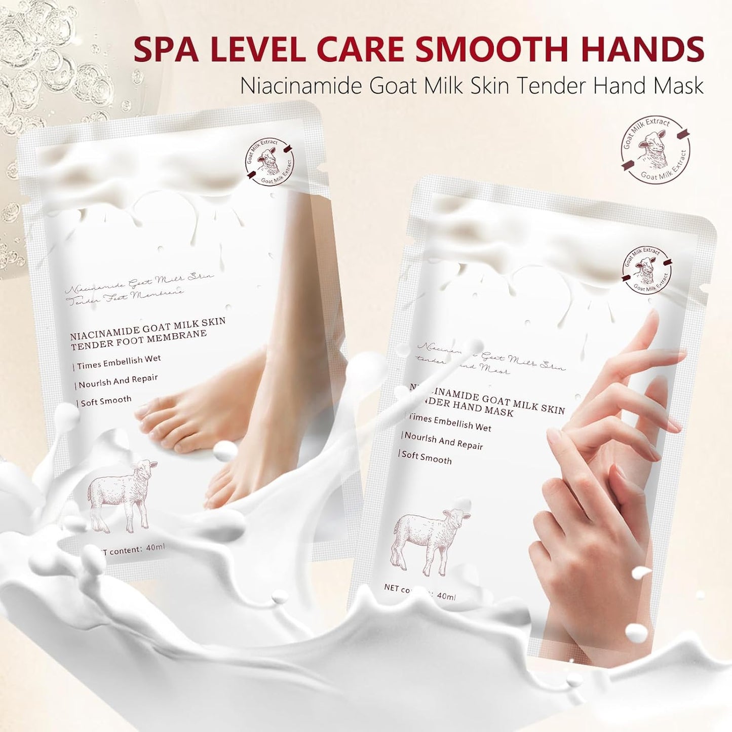 Hydrating Hand Foot Masks Set for Women Men,3 Pack Glove Mask for Dry Hand & 3 Pack Socks Mask for Dry Cracked Feet（Milk）-GlimoraGlow