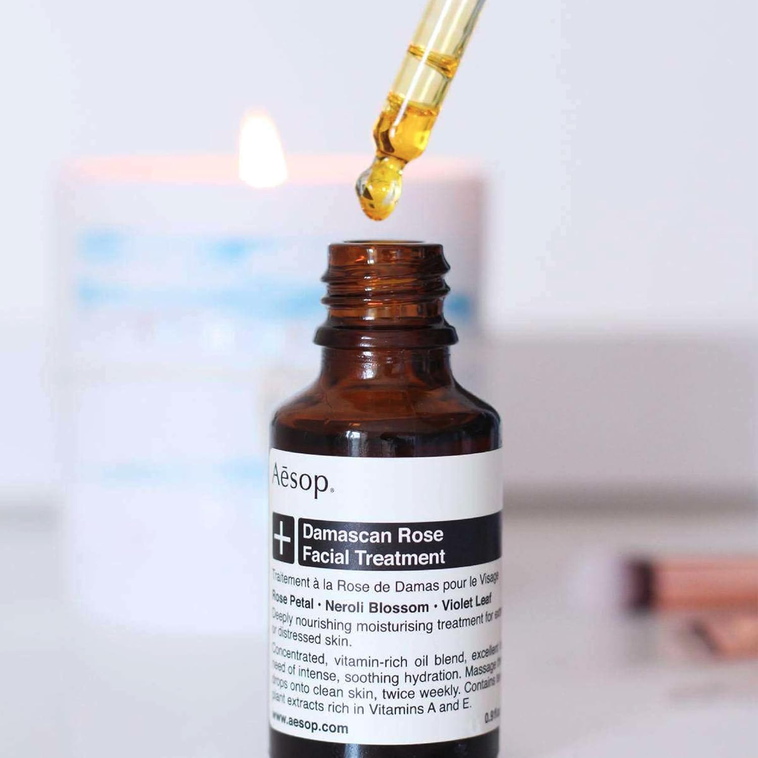 Aesop Damascan Rose Facial Treatment Oil | Hydrating Face Oil with Rose Petal, Neroli Blossom & Violet Leaf | Nourishing Vitamins & Fatty Acids for Dry, Distressed Skin | 0.8 fl oz-GlimoraGlow