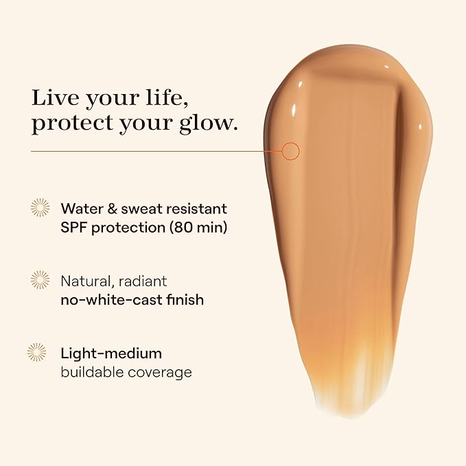 Live Tinted Hueguard Skin Tint SPF 50 - Tinted Mineral Sunscreen with Light-Medium Buildable Coverage With a Hydrating and Radiant Finish - Water and Sweat Resistant, 1.35 fl oz - Shade 08-GlimoraGlow