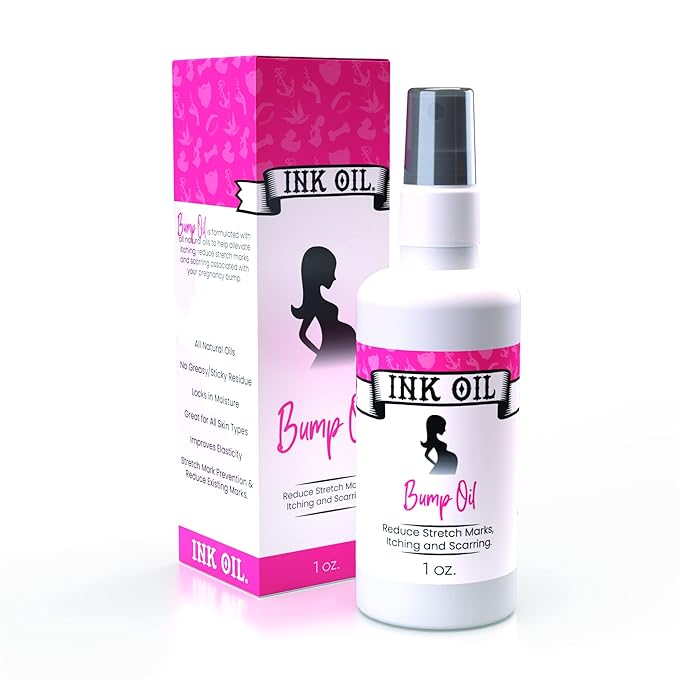 Ink Oil Bump Oil Stretch Mark Treatment | Baby Bump Essentials | Scar Removal | Pregnancy Must Haves First Trimester | Maternity Care | Ink - Bio Oil Stretch Marks Pregnancy | Advanced Skincare-GlimoraGlow