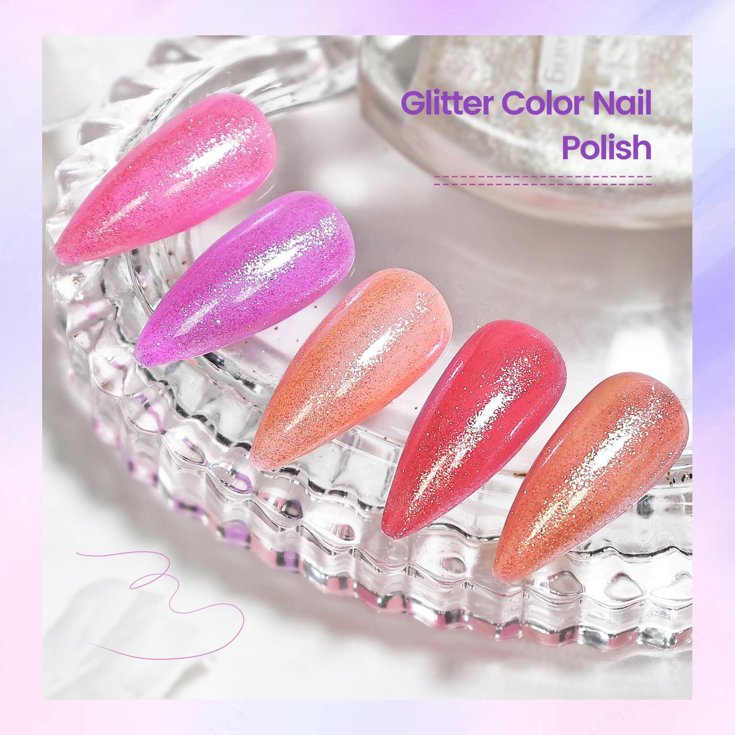 16.5ml Glitter Nail Polish, Shine Glitter Quick Dry, Natural Lustrous Enamel, Match Any Color for DIY Manicure & Pedicure-GlimoraGlow