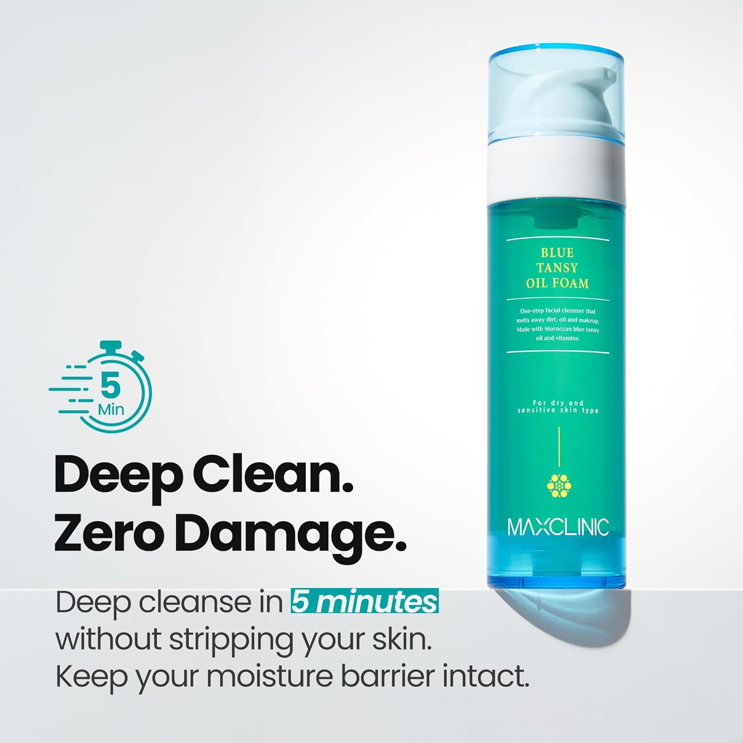 [K-Beauty] Blue Tansy Oil to Foam - All-in-One Korean Face Wash OilBased Foaming Facial Cleanser - Excess Sebum & Oil Control - Makeup Deep Cleansing Oil for All Skin Types (3.88 fl oz)-GlimoraGlow