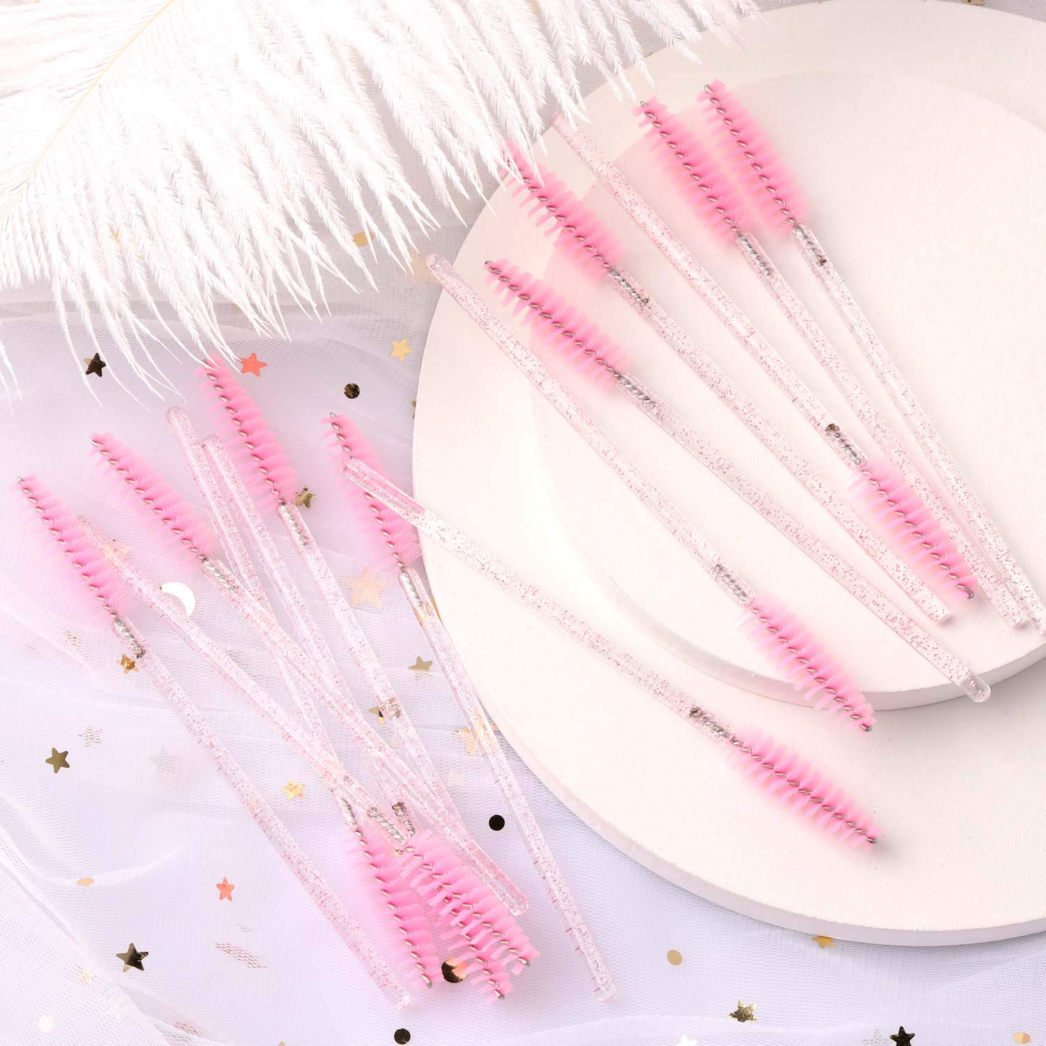 Tbestmax 2000 Disposable Mascara Wands Eyelash Brush Spoolies for Eyebrow Eye Lash Extension Pink-GlimoraGlow