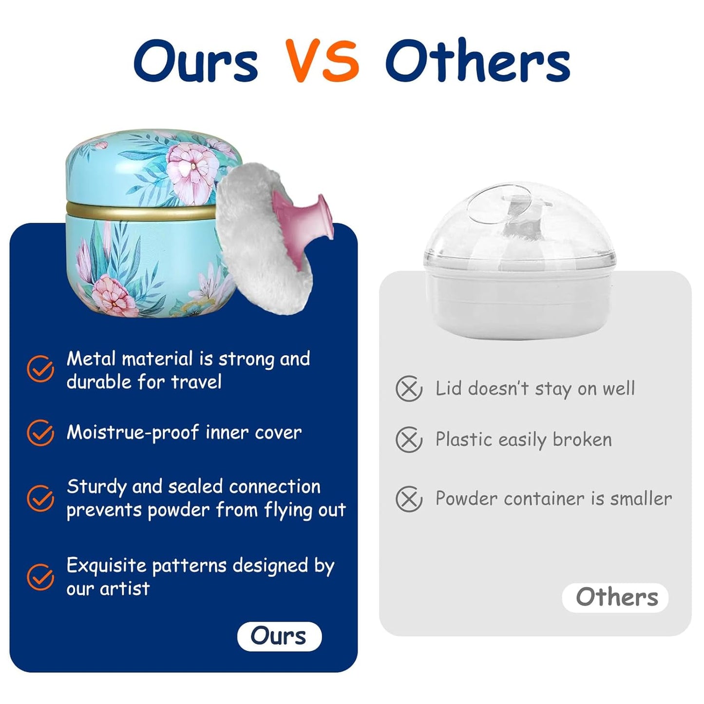 Body Powder Puff and Container for Dusting Powder, Women Powder Puff and Powder Case for Bath and Travel (Peony)-GlimoraGlow