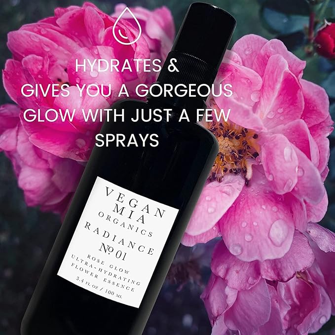 Organics - Radiance, Ultra-Hydrating Rose Water Spray for Face and Neck, Face Mist with Organic Rose Flower Essence, Facial Mist for All Skin Types, Hydrates Dry and Dull Skin, 3.4 fl oz-GlimoraGlow