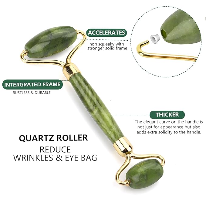 Deciniee Jade Roller and Gua Sha Set - Beauty Face Massager & Guasha Tool for Eye, Neck, Body - 2 in 1 Skin Care Massage Tools, Muscle Releaxing and Relieve Wrinkles-GlimoraGlow